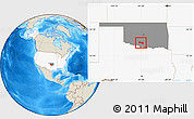 Shaded Relief Location Map of ZIP code 73533, highlighted country, highlighted state