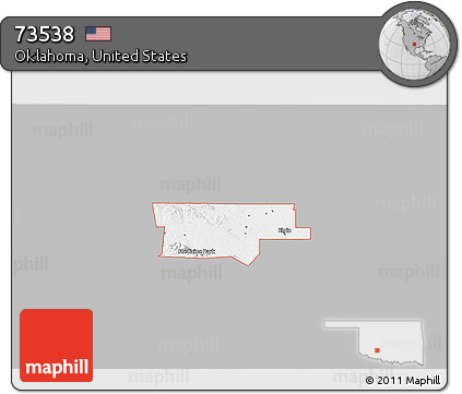 Gray 3D Map of ZIP Code 73538, single color outside