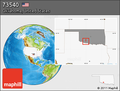 Physical Location Map of ZIP Code 73540, highlighted country, highlighted state