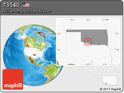 Physical Location Map of ZIP Code 73540, highlighted country, highlighted state