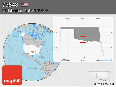 Gray Location Map of ZIP Code 73548, highlighted country, highlighted state