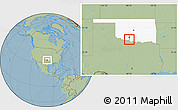 Savanna Style Location Map of ZIP code 73548, highlighted state, hill shading