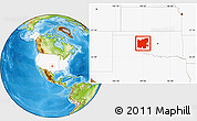 Physical Location Map of ZIP codes starting with 736, highlighted country