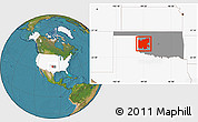 Satellite Location Map of ZIP codes starting with 736, highlighted country, highlighted state
