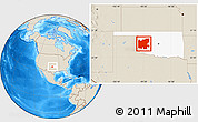 Shaded Relief Location Map of ZIP codes starting with 736, highlighted state