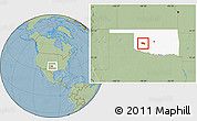 Savanna Style Location Map of ZIP code 73632, highlighted state, hill shading