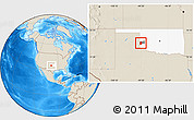 Shaded Relief Location Map of ZIP code 73645, highlighted county, highlighted state