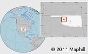 Gray Location Map of ZIP code 73654, highlighted state, hill shading