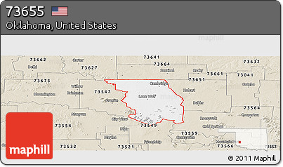 Classic Style Panoramic Map of ZIP Code 73655