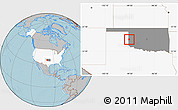 Gray Location Map of ZIP code 73666, highlighted country, highlighted state, hill shading
