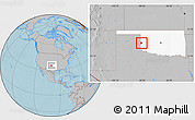 Gray Location Map of ZIP code 73666, highlighted state, hill shading
