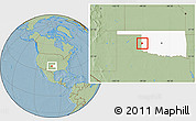 Savanna Style Location Map of ZIP code 73666, highlighted state, hill shading