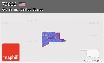 Political Panoramic Map of ZIP Code 73666, cropped outside
