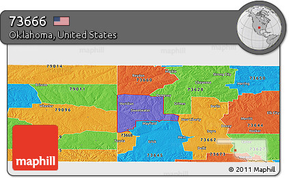 Political Panoramic Map of ZIP Code 73666