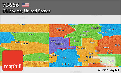 Political Panoramic Map of ZIP Code 73666