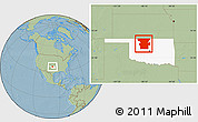 Savanna Style Location Map of ZIP codes starting with 737, highlighted state, hill shading