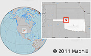 Gray Location Map of ZIP code 73834, highlighted state, hill shading