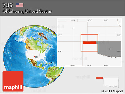 Physical Location Map of ZIP Codes Starting with 739, highlighted country, highlighted state
