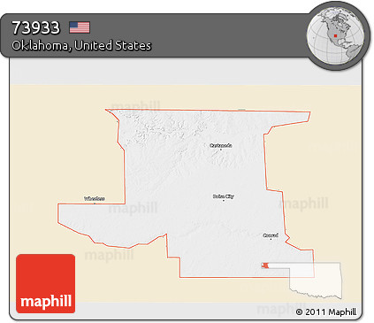Classic Style 3D Map of ZIP Code 73933, single color outside