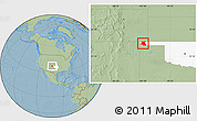 Savanna Style Location Map of ZIP code 73933, highlighted state, hill shading