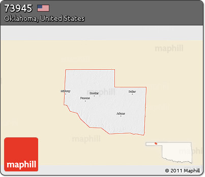 Classic Style 3D Map of ZIP Code 73945, single color outside