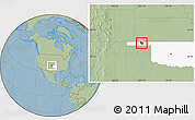 Savanna Style Location Map of ZIP code 73945, highlighted state, hill shading