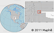 Gray Location Map of ZIP code 73946, highlighted county, highlighted state, hill shading