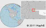 Gray Location Map of ZIP code 73946, highlighted state, hill shading