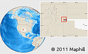 Shaded Relief Location Map of ZIP code 73946, highlighted county, highlighted state