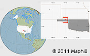 Savanna Style Location Map of ZIP code 73950, highlighted country, highlighted state, hill shading