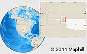 Shaded Relief Location Map of ZIP code 73950, highlighted state