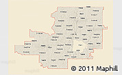 Classic Style 3D Map of ZIP codes starting with 740, single color outside