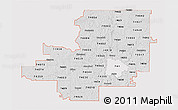 Silver Style 3D Map of ZIP codes starting with 740, single color outside