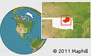 Satellite Location Map of ZIP codes starting with 740, highlighted state