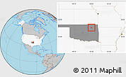 Gray Location Map of ZIP code 74021, highlighted country, highlighted state