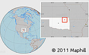 Gray Location Map of ZIP code 74021, highlighted state, hill shading