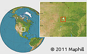 Satellite Location Map of ZIP code 74047, highlighted county