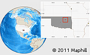 Shaded Relief Location Map of ZIP code 74063, highlighted country, highlighted state