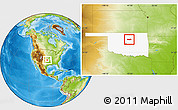 Physical Location Map of ZIP code 74074, highlighted state