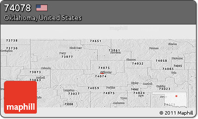 Silver Style Panoramic Map of ZIP Code 74078