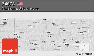 Silver Style Panoramic Map of ZIP Code 74078