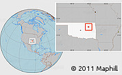 Gray Location Map of ZIP codes starting with 741, highlighted state, hill shading