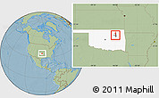 Savanna Style Location Map of ZIP code 74104, highlighted county, highlighted state, hill shading