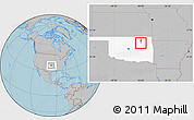 Gray Location Map of ZIP code 74106, highlighted state, hill shading