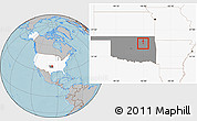 Gray Location Map of ZIP code 74107, highlighted country, highlighted state, hill shading