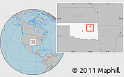 Gray Location Map of ZIP code 74107, highlighted state, hill shading