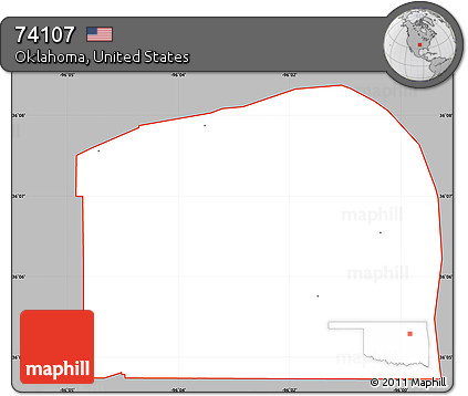 Gray Simple Map of ZIP Code 74107, cropped outside