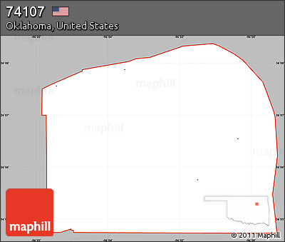 Gray Simple Map of ZIP Code 74107, cropped outside