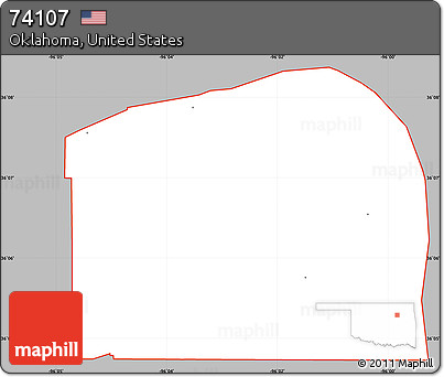 Gray Simple Map of ZIP Code 74107, cropped outside