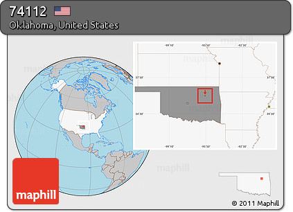 Gray Location Map of ZIP Code 74112, highlighted country, highlighted state